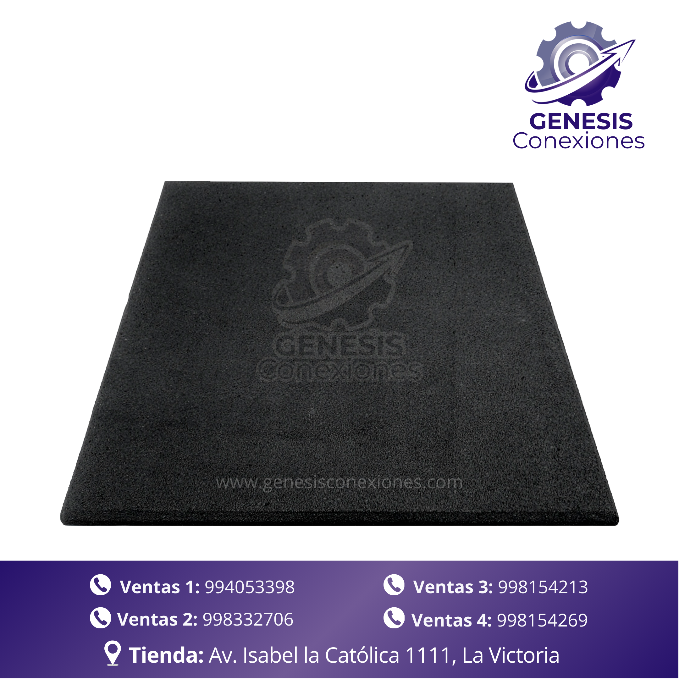 Baldosa de Caucho para gimnasio Negro (PG05)