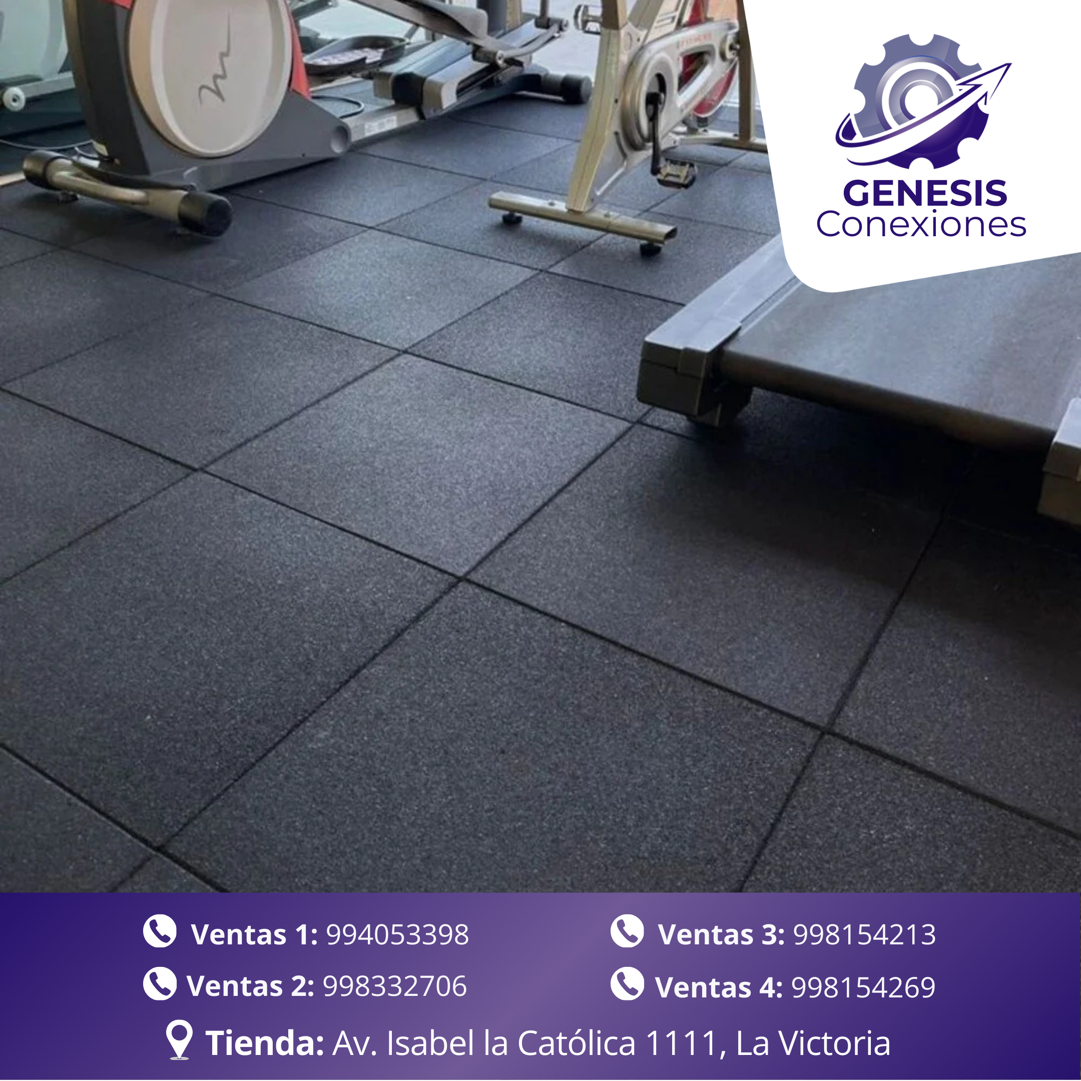 Baldosa de Caucho para gimnasio Negro (PG05) - Image 2